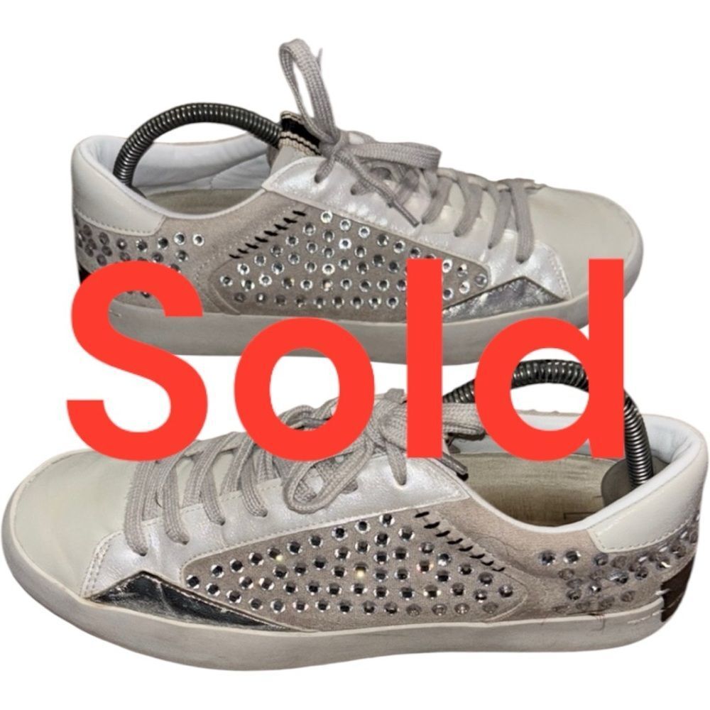 SHU SHOP Leather upper with Faux Diamonds women’s sneakers size 10.